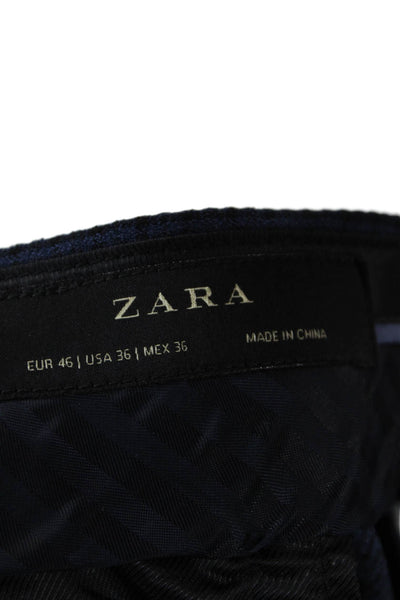 Zara Mens Striped Print Dress Straight Pants Blue Size 36