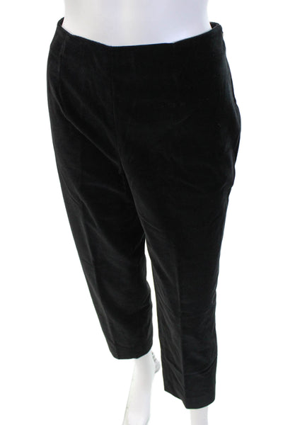 Piazza Sempione Womens Zipper Fly Pleated Straight Velvet Pants Black IT 46