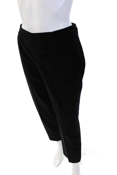 Piazza Sempione Womens Zipper Fly Pleated Straight Velvet Pants Black IT 46