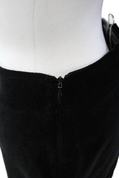 Piazza Sempione Womens Zipper Fly Pleated Straight Velvet Pants Black IT 46