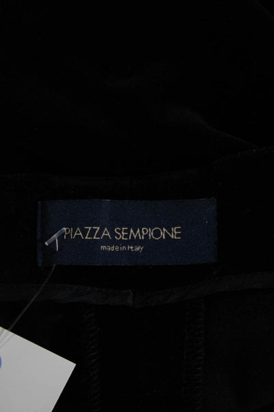 Piazza Sempione Womens Zipper Fly Pleated Straight Velvet Pants Black IT 46