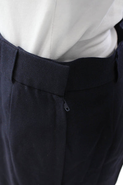 Doncaster Womens Back Zip Front Slit Knee Length Pencil Skirt Navy Wool Size 10
