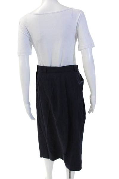 Doncaster Womens Back Zip Front Slit Knee Length Pencil Skirt Navy Wool Size 10