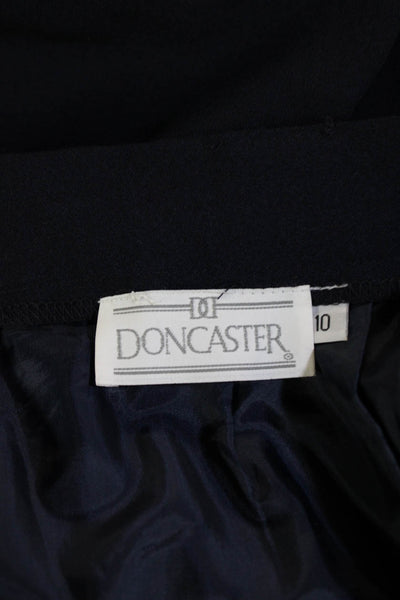 Doncaster Womens Back Zip Front Slit Knee Length Pencil Skirt Navy Wool Size 10
