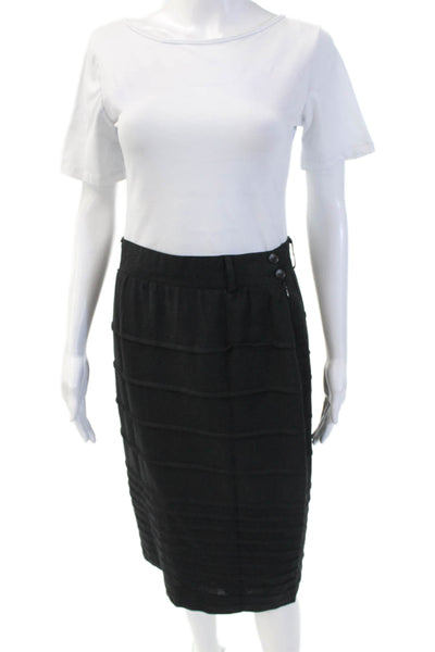 Escada Margaretha Ley Womens Side Zip Knee Length Pencil Skirt Black Size IT 40