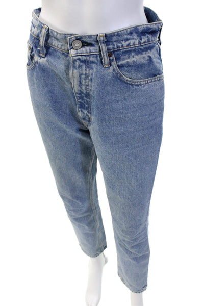 Moussy Womens Cropped Mom Blue Jeans 100% Cotton High Rise Size 26