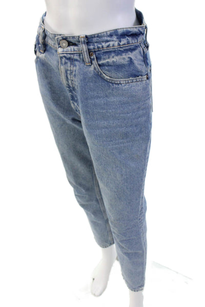 Moussy Womens Cropped Mom Blue Jeans 100% Cotton High Rise Size 26