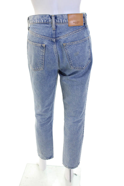 Moussy Womens Cropped Mom Blue Jeans 100% Cotton High Rise Size 26