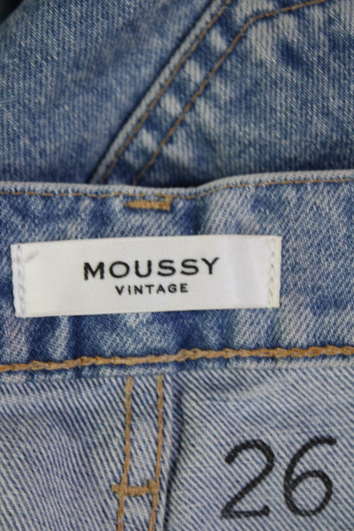 Moussy Womens Cropped Mom Blue Jeans 100% Cotton High Rise Size 26
