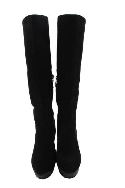 Alexandre Birman Womens Suede Platform Knee High Boots Black Size 8