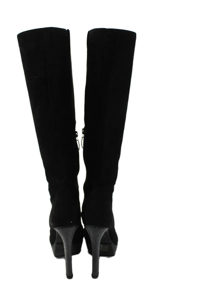 Alexandre Birman Womens Suede Platform Knee High Boots Black Size 8