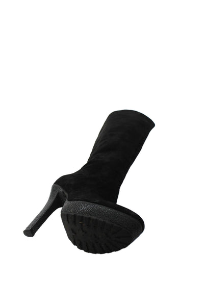 Alexandre Birman Womens Suede Platform Knee High Boots Black Size 8
