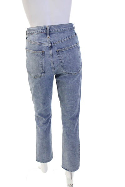 Agolde Women Light Blue High Rise Mom Cropped Jeans Size 25