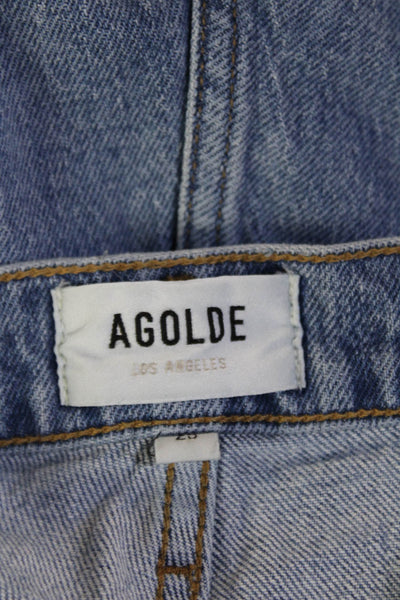 Agolde Women Light Blue High Rise Mom Cropped Jeans Size 25
