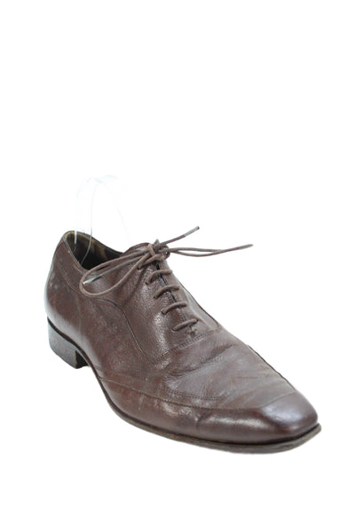 Bally Men's Lace Up Round Toe Leather Oxford Shoes Brown Size 8