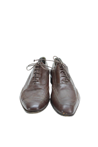 Bally Men's Lace Up Round Toe Leather Oxford Shoes Brown Size 8