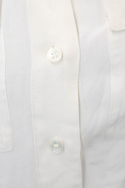 J Crew Womens Button Front Long Sleeve Collared Silk Shirt White Size 00