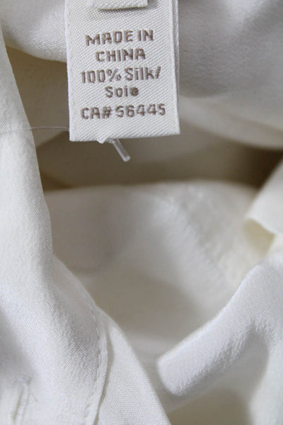 J Crew Womens Button Front Long Sleeve Collared Silk Shirt White Size 00