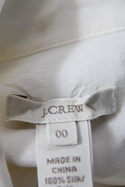 J Crew Womens Button Front Long Sleeve Collared Silk Shirt White Size 00