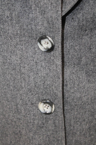 Evan Picone Womens Single Button Notched Lapel Blazer Jacket Gray Wool Medium