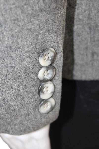 Evan Picone Womens Single Button Notched Lapel Blazer Jacket Gray Wool Medium