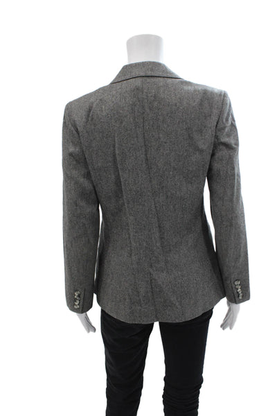 Evan Picone Womens Single Button Notched Lapel Blazer Jacket Gray Wool Medium