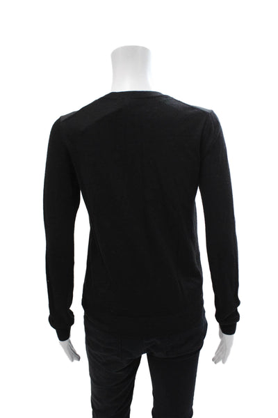 Uniqlo Womens Long Sleeve Crew Neck Knit Sweatshirt Black Wool Size Small