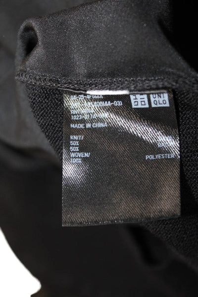 Uniqlo Womens Long Sleeve Crew Neck Knit Sweatshirt Black Wool Size Small