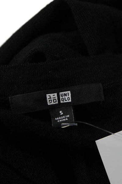 Uniqlo Womens Long Sleeve Crew Neck Knit Sweatshirt Black Wool Size Small