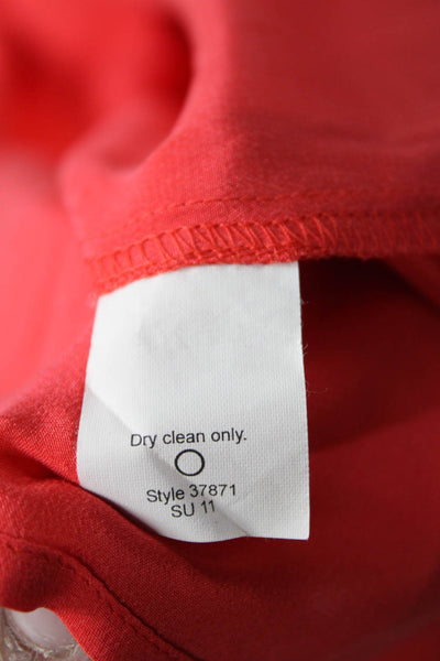 J Crew Womens Button Front Long Sleeve Collared Silk Shirt Red Size 0