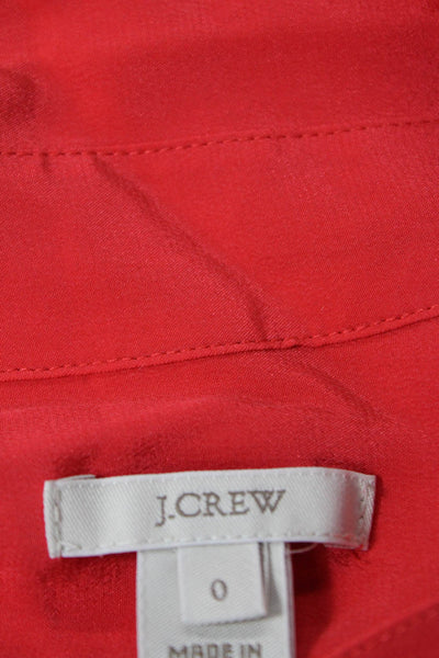 J Crew Womens Button Front Long Sleeve Collared Silk Shirt Red Size 0