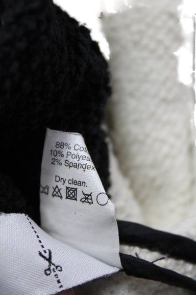 J Crew Womens Front Zip Long Sleeve Crew Neck Knit Jacket White Black Size XS