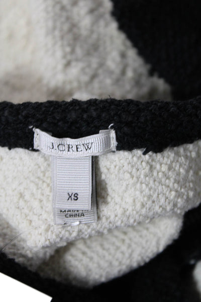 J Crew Womens Front Zip Long Sleeve Crew Neck Knit Jacket White Black Size XS