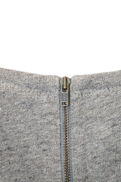 J Crew Collection Womens Leather Knit Mixed Media Top Navy Gray Size XS