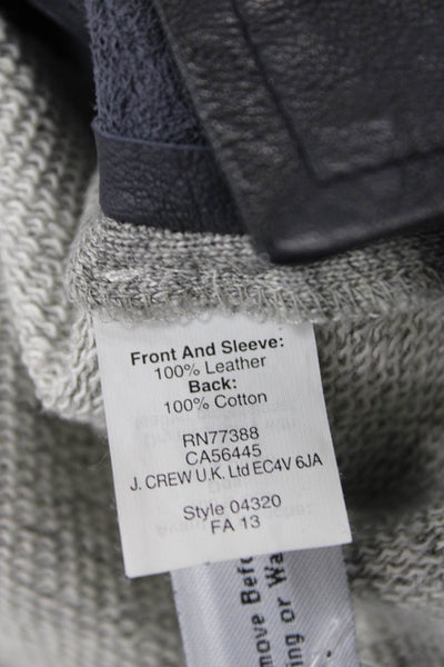 J Crew Collection Womens Leather Knit Mixed Media Top Navy Gray Size XS