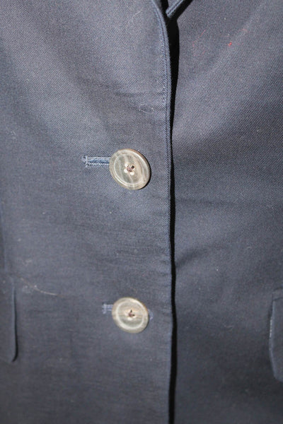 J Crew Womens Two Button Notched Lapel Blazer Jacket Navy Cotton Size 00