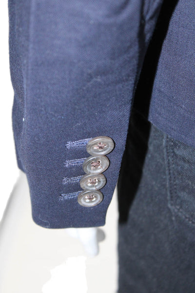 J Crew Womens Two Button Notched Lapel Blazer Jacket Navy Cotton Size 00