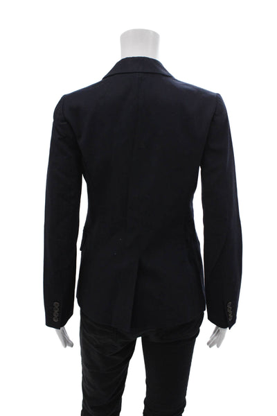 J Crew Womens Two Button Notched Lapel Blazer Jacket Navy Cotton Size 00