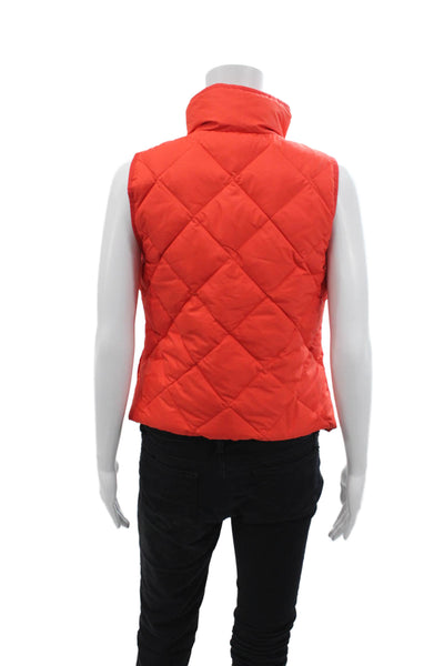 J Crew Womens Front Zip Mock Neck Down Quilted Vest Jacket Orange Size XS