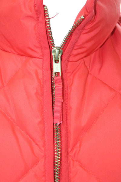 J Crew Womens Front Zip Mock Neck Down Quilted Vest Jacket Orange Size XS