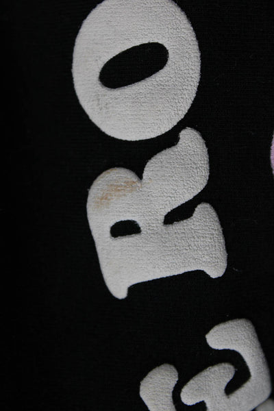 Designer Womens Cotton Cropped Graphic T-Shirt Top Black Size S