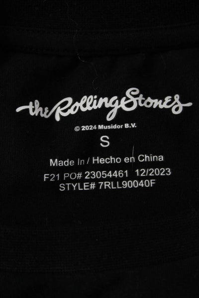 Designer Womens Cotton Cropped Graphic T-Shirt Top Black Size S