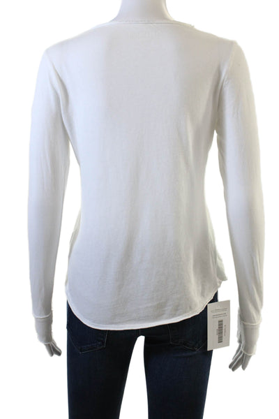 Zadig & Voltaire Womens Cotton V-Neck Long Sleeve T-Shirt Top White Size S