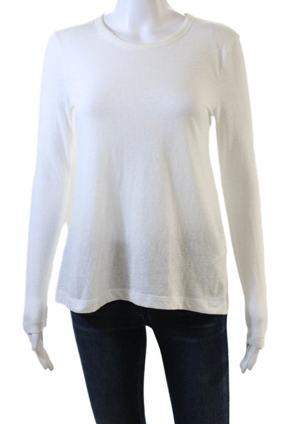 J Crew Womens Cotton Blend Open Back Long Sleeve T-Shirt White Size XS