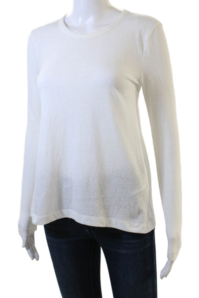 J Crew Womens Cotton Blend Open Back Long Sleeve T-Shirt White Size XS