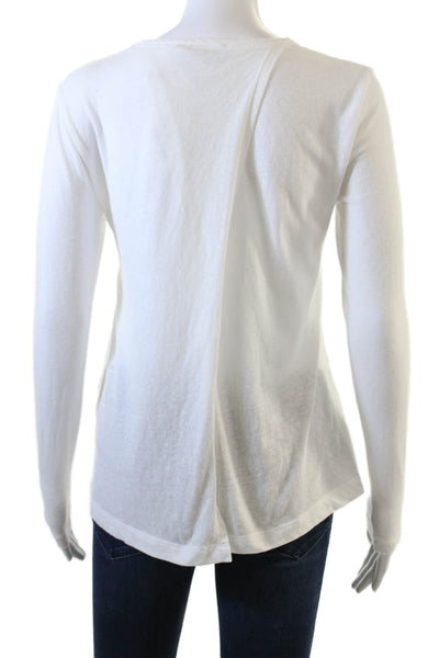 J Crew Womens Cotton Blend Open Back Long Sleeve T-Shirt White Size XS