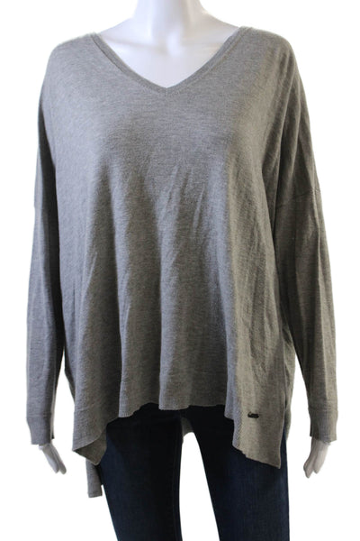 Polo Ralph Lauren Womens Long Sleeve V-Neck Pullover Sweater Gray Size L