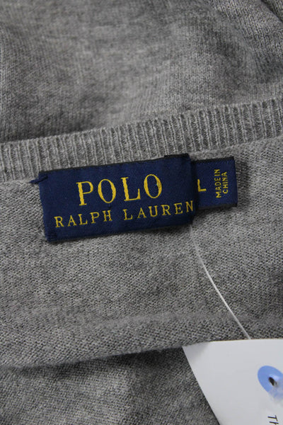 Polo Ralph Lauren Womens Long Sleeve V-Neck Pullover Sweater Gray Size L