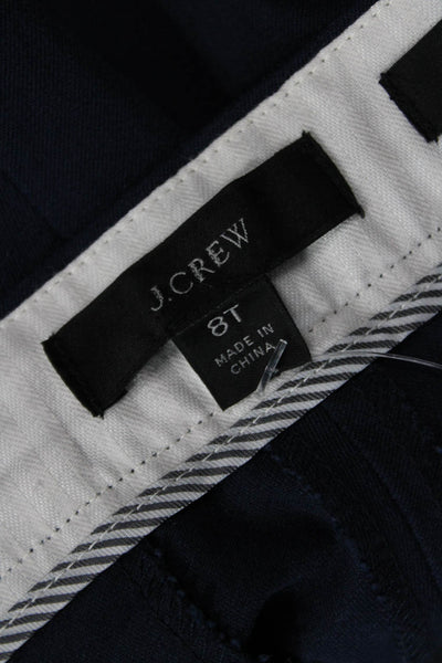J Crew Womens Cotton Blend Straight Leg Slim Fit Martie Pants Navy Size 8T