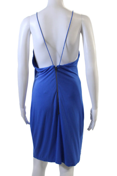 Alice + Olivia Women Slip Dress Blue High Neck Short Size 12